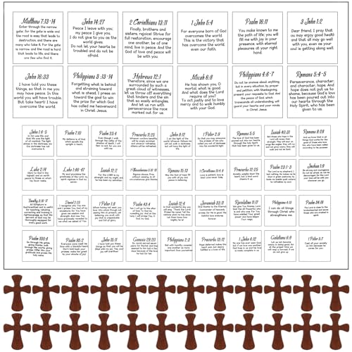 Anglechic 48 Set Pocket Prayer Quilt Squares Panel DIY Prayer Cloth with Crosses Mini Scripture Religious Spiritual Gift Easter Reward Gift for Friends Family Christians(Wood Color,Wooden)