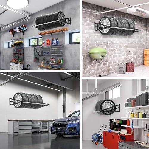 Foozet Tire Rack Wall Mount,Heavy Duty Adjustable 31"-56" Tire Storage Rack, Wheel Racks for Garage with Telescopic Rods, Hanging Garage — view 6
