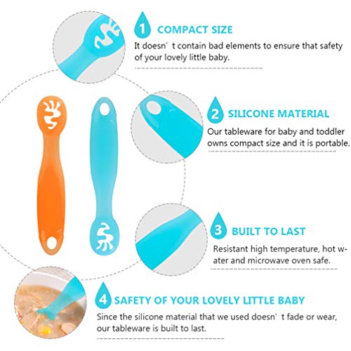 Toyvian 2 Colheres de Aprendizagem para Bebês Colher de Bebê de Silicone Macio para Crianças Criança