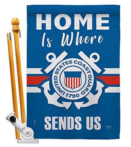 Breeze Decor Home is Where Coast Guard House Flag Set Armed Forces USCG Semper Paratus United State American Military Veteran Retire Official Banner Small Garden Yard Gift Double-Sided, Made in USA