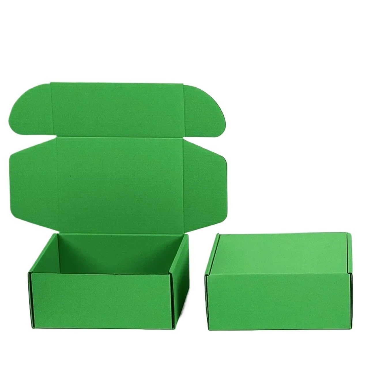 10 scatole colorate per aeroplano, 3 livelli, di carta estremamente dura, per imballaggio espresso, scatole quadrate per abbigliamento (verde, 20 x 14 x 4 cm)