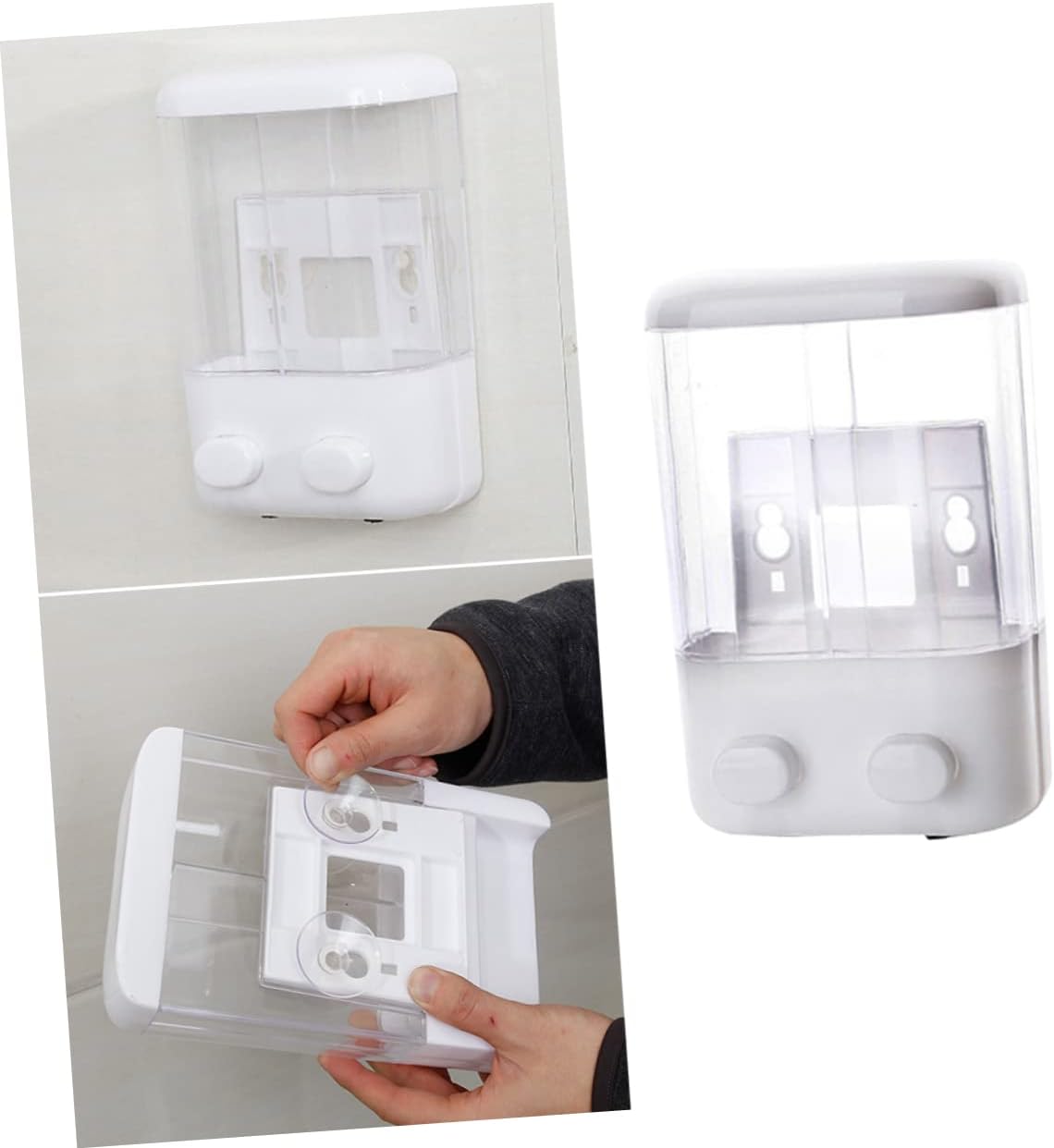 Refillable Wall Mounted Shower Dispenser Chamber Liquid Soap and Shampoo Friendly Dual Compartment Pump for Bathroom and Hotel Use
