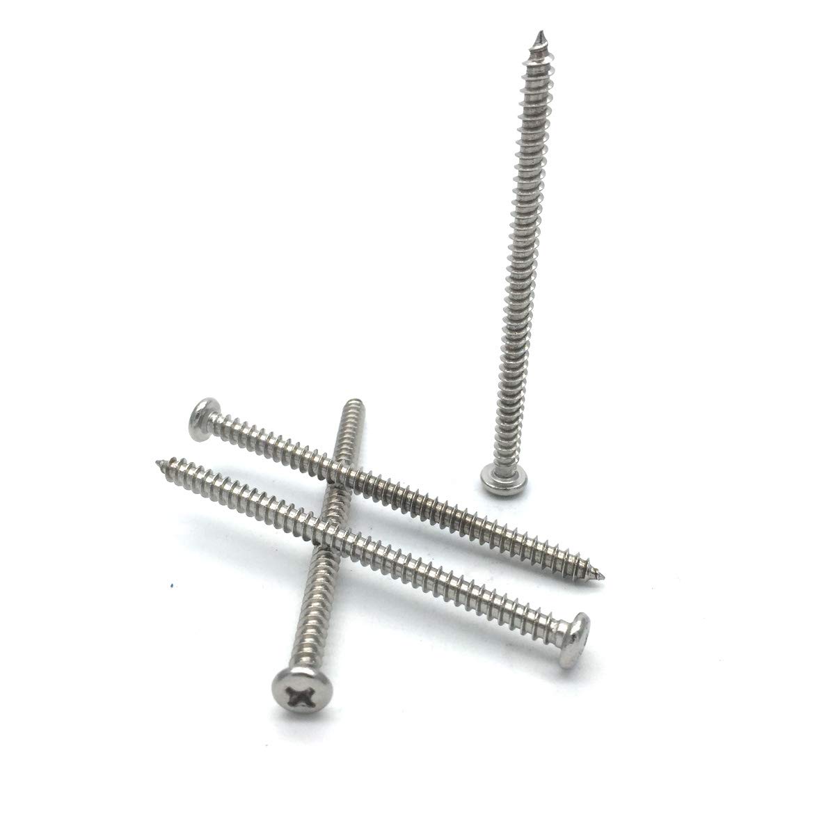 M4 x 60mm(2-3/8") Phillips Pan Head Sheet Metal Screws Wood Screws, Stainless Steel 18-8 (304), Self-Tapping, 50 PCS (M4 x 60mm)