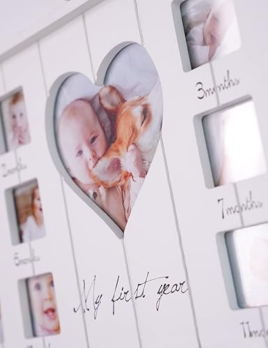 Miniatura 9 de HAUCOZE My First Year - Marco de fotos de recuerdo, marco de fotos para bebé, marco de 12 meses, collage de fotos para colgar, marco de madera para