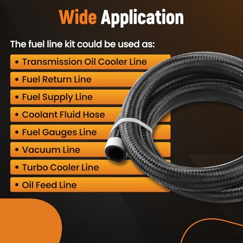 Image of 5FT 16AN Hose Fuel Line, AN16 Nylon Braided CPE Rubber Oil Cooling Line | Not for E85, Transmission Cooler Line Nylon Braided CPE Rubber Oil Cooling Line, 5 Feet