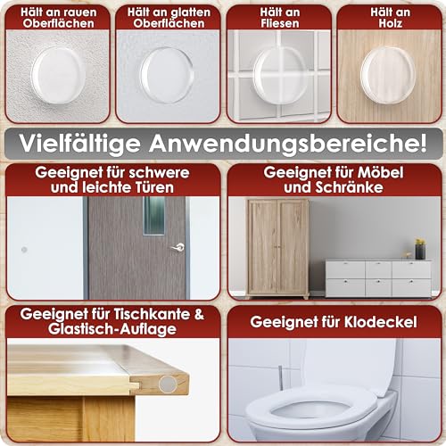 WEIDEBACH® 6x Dezente Türpuffer Transparent, Türstopper Wand Selbstklebend 20x5 mm, Elastikpuffer für Bad, Glasflächen, Wände, Gummistopper, Klebepunkte