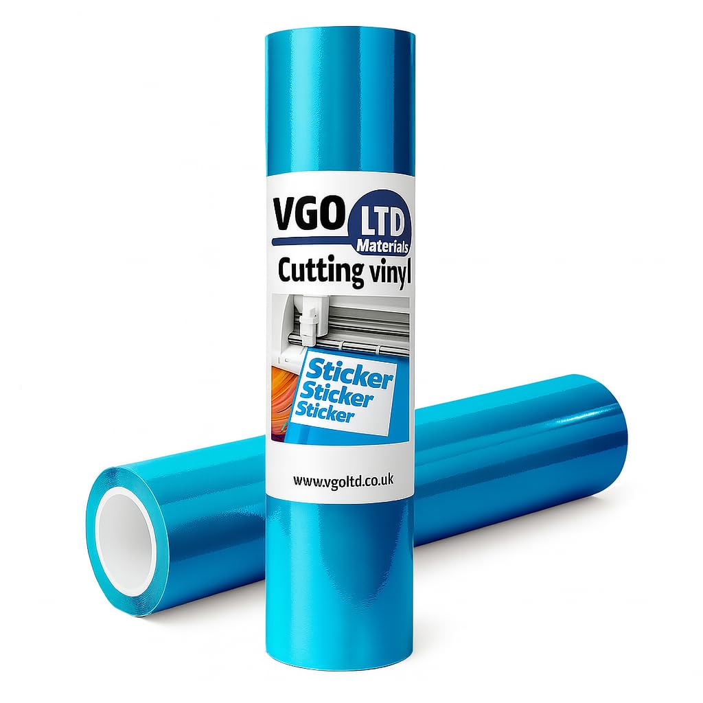 VGOLTD Permanent Adhesive Vinyl Roll –Glossy Self Adhesive Cutting Vinyl Easy Weed Vinyl for Decals Mugs Car Stickers & DIY Crafts Compatible with Cricut & Silhouette Machines (Turquoise, 60 x 500 cm) — image 1