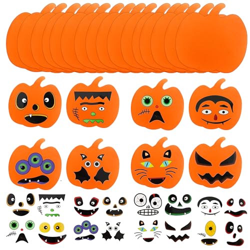 32 PCS Halloween Foam Pumpkin Craft Kit and Pumpkin Stickers for ...