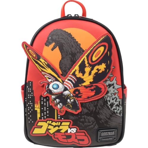 Loungefly Godzilla vs. Mothra Midsize Backpack – Entertainment Earth Exclusive Kaiju Faux Leather Backpack with Moving Mothra Applique
