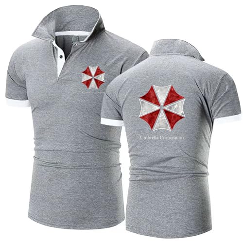 Manga Corta Deporte PoloT-Shirt Resid.ent evil, Camiseta de Solapa para Correr Casual, Ropa de Trabajo Verano para Ocio al Aire Libre, camisa(Light Grey,L)