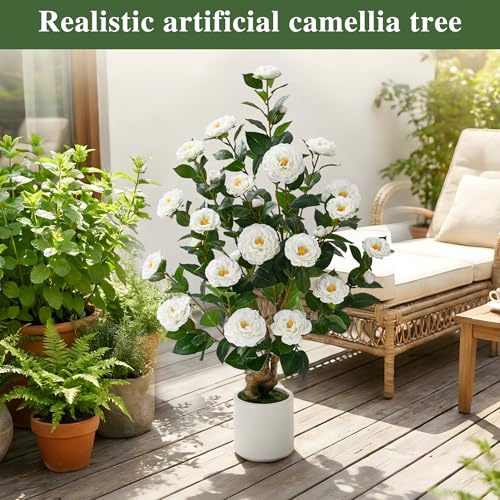 Set of 2, Artificial Camellia Tree, 38" - image 5