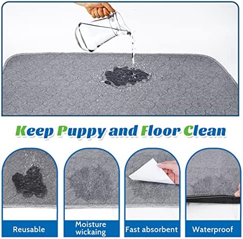 2 Pack Washable Dog Pee Pad Instant Absorb Reusable Puppy Training Pads Waterproof Pet Mat for Rabbit Guinea Pig Bunny Small Animals 60x45cm