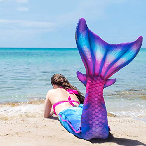 Fin Fun Atlantis with Included Monofin - Swimmable Mermaid Tail w/ 3D Side & Back Fins - Reinforced Water Game for Kids Made w/ Sun Resistant Material - (Malaysian Mist, Youth 6)