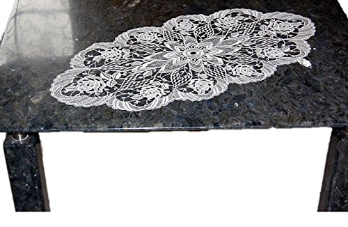 Tischdecke Plauener Spitze Ätzspitze Weiß Rosen Rosengarten Läufer Decke Cover