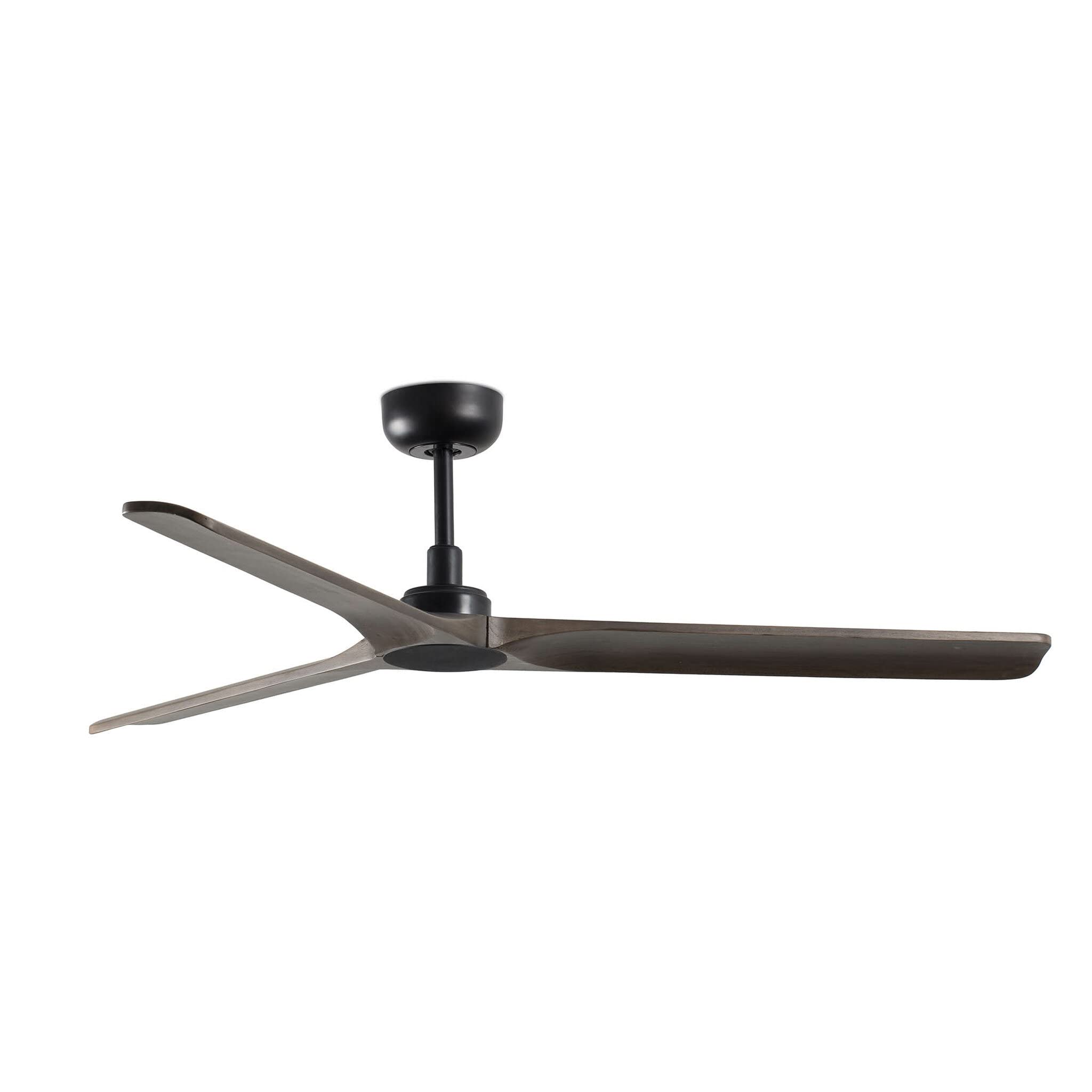 FunfanoWood 3 Blades Ceiling Fan with Light and Remote Control, 132 cm Diameter, Matt Black/Dark Oak