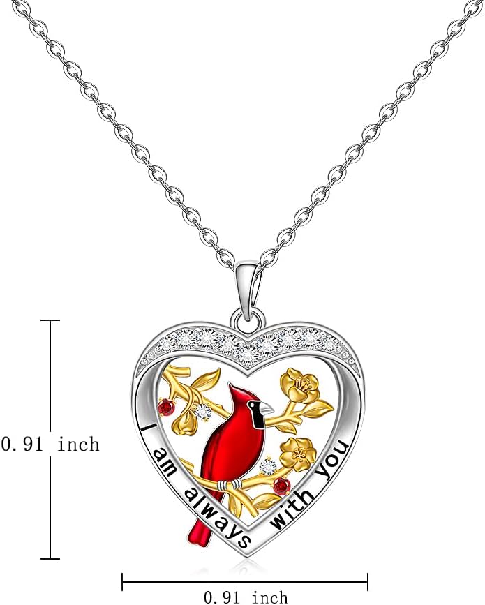 Cardinal Necklaces for Women Red Cardinal Necklace Gifts Sterling Silver 925 Heart Pendant Jewelry Memorial Remembrance Christmas Gifts - Image 3