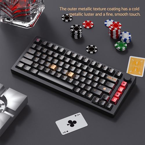 Image of dagaladoo Keyboard keycaps Set, Double Shot PBT keycaps,Cherry Profile Custom Key caps 60 65 75 Percent for Cherry-mx 61 /66 /68 /75 /87 Retro Mechanical Keyboard,Black Poker Metal Coating