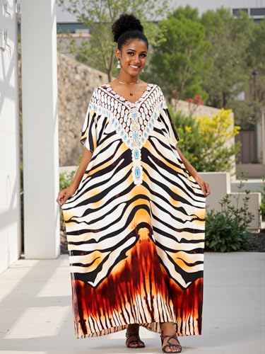 Image of Kaftan Dresses for Women Plus Size Bathing Suit Cover up Caftan Maxi Beach Dresses
