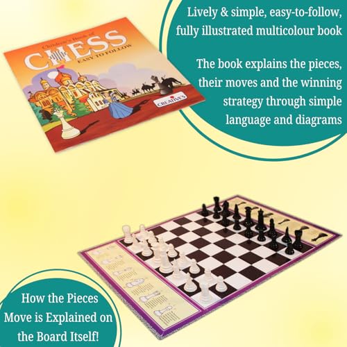 Image of Creative's Children's Chess Game for Kids | Learn Chess Step-by-Step with Illustrated Board & Activity Book | Strategy & Logic Educational Board Game | Ages 7+