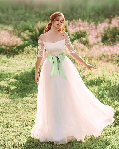 Image of Glitopper Women Chiffon Sash Belt Dress Sash Waist Bridal Wedding Belt 50s Accessories 3'' Wide