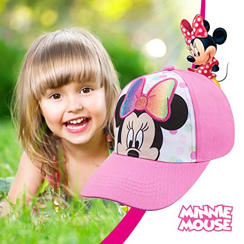 Disney Minnie Mouse Toddler Girls Pink Baseball Cap - Many Styles - Ages 2-4 Years - Adjustable Velcro Closure (Pink/White)3