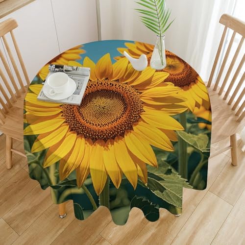 Nappe ronde polyester lavable motif tournesol déco table