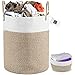 Deco Haus Bawełniany Kosz na Bieliznę 46x38cm - Kosz na Pranie, Kosz na Zabawki, Książki, Koce itp. - Składany, Stabilny, Praktyczny - Neutralne Kolory - Ręcznie Wykonany, Wolny od Chemikaliów