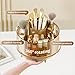 fanado 360° Rotate Makeup Brush Holder Organizer, Makeup Organizers Countertop, Makeup organization and Skincare Storage for Vanity, Desktop, Bathroom (Clear Amber)