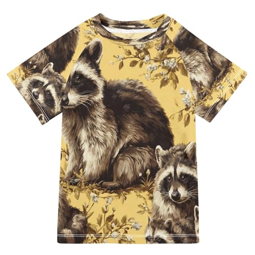 Boys Short Sleeve T-Shirts Raccoons Real Funny Rashguard Kids Swim Shirts Sun UPF 50+ - Main Image