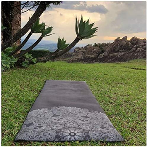 Tapete Yoga Pilates Estampado Aveludado (Mat) - Antiderrapante - Preto Mandala