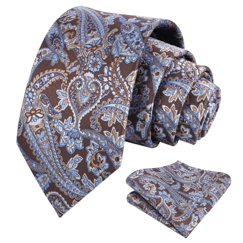 Image of Alizeal Mens 3.15'' Vintage Paisley Tie Pocket Square Set | Elegant Perfect for Banquet Wedding and Party