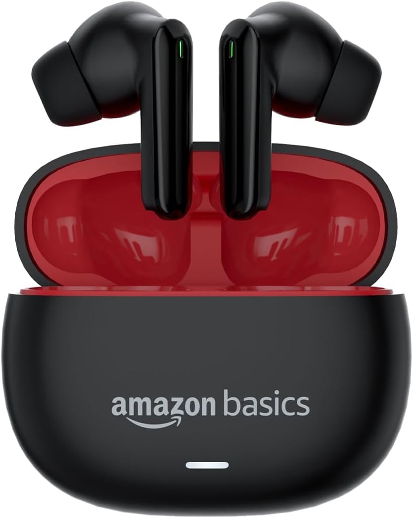 True Wireless in-Ear Earbuds with Mic, Low-Latency Gaming Mode, Touch Control, IPX5 Water-Resistance, Bluetooth 5.3, Up to 60 Hours Play Time, Voice Assistance and Fast Charging (Black)