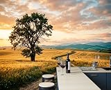 LODMLOER Rural Landscape Wall Mural Non-Woven Wallpaper Wheat Field Decor for Bedroom TV Background Large Wall Murals Art Deco 98'x 69'