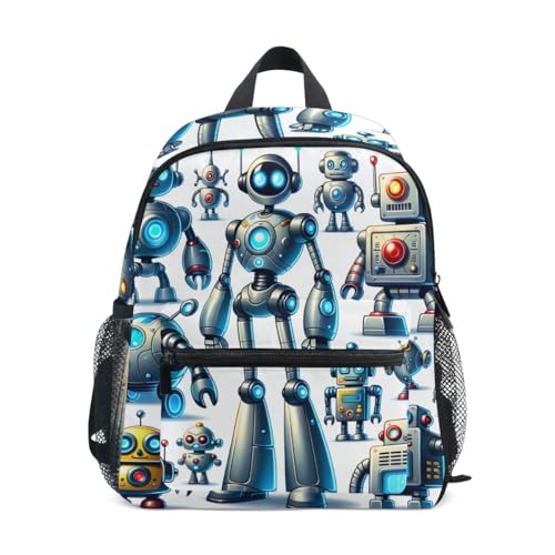 Cartoon Roboter Rucksack für Kleinkinder, Mädchen, Jungen, Kinder, Schultasche mit Namensschild, Reiserucksack, 3–8 Jahre, Cartoon-Roboter, Medium, Niedliche Rucksäcke