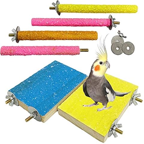 PINVNBY Bird Perch Stand Toy Natural Wooden Parrot Claw Sticks Budgie Playground Grinding Paw Cage Accessories Exercise Toy for Cockatiel Conure Parakeet Cover