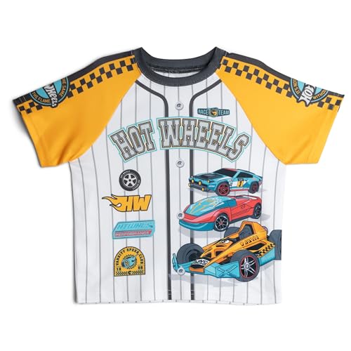 Hot Wheels Big Boys Mesh Baseball Jersey Athletic T-Shirt and Shorts Outfit Set Golden Yellow/Gray 10-12 - image 3