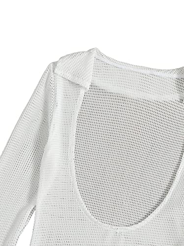 GORGLITTER Women's Crochet Bikini Cover Up Dresses Long Sleeve Beach Bathing Suit Swimsuit Coverups Dress Summer 20253