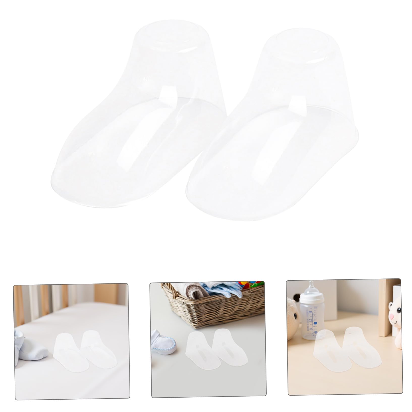 SHERCHPRY Kunststoff Babysocken Präsentationsständer 100 Stück Kleinkind Fußform Halter Flexible Schuhstütze für Babyschuhe und Socken Langlebig und Formbewahrend