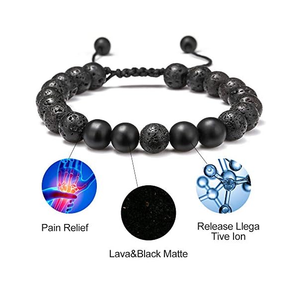 Lava-Rock-Bracelet-8mm-Stone-Tiger-Eye-Bracelet-Lava-Rock-Bracelet-Stress-Relief-Yoga-Beads-Adjustable-Bracelet-Anxiety-Aromatherapy-Essential-Oil-Diffuser-Healing-Lava-Bracelet-for-Men-Women M MOOHAM Lava Rock Bracelets for Men - Tiger Eye Mens Bracelet Mens Gifts Black Matte Agate Bracelet for Men Adjustable Beaded Bracelets for Men Gifts for Men Valentines Day Gifts for Him