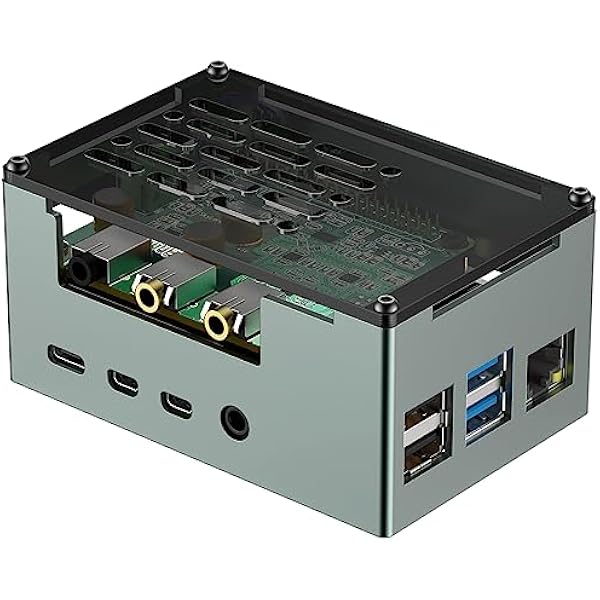 InnoMaker Obudowa ze Stopu Aluminium dla Raspberry Pi 4 - Kompatybilna z DAC/DAC PRO/AMP/AMP PRO/RS485&CAN HAT, Wentylator PWM 3510 i Chłodzenie Pasywnym Radiatorkiem dla Płotek Rozszerzających