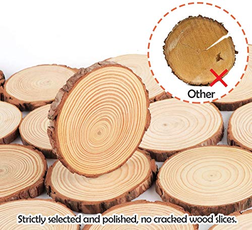 Unfinished Natural Wood Slices Wooden Circles with Tree Bark Log Discs for DIY Craft Rustic Wedding Ornaments