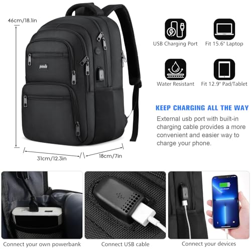 Paude Laptop Backpack,School Backpack Large Bookbag with USB for High School College Students Office Business,Waterproof3