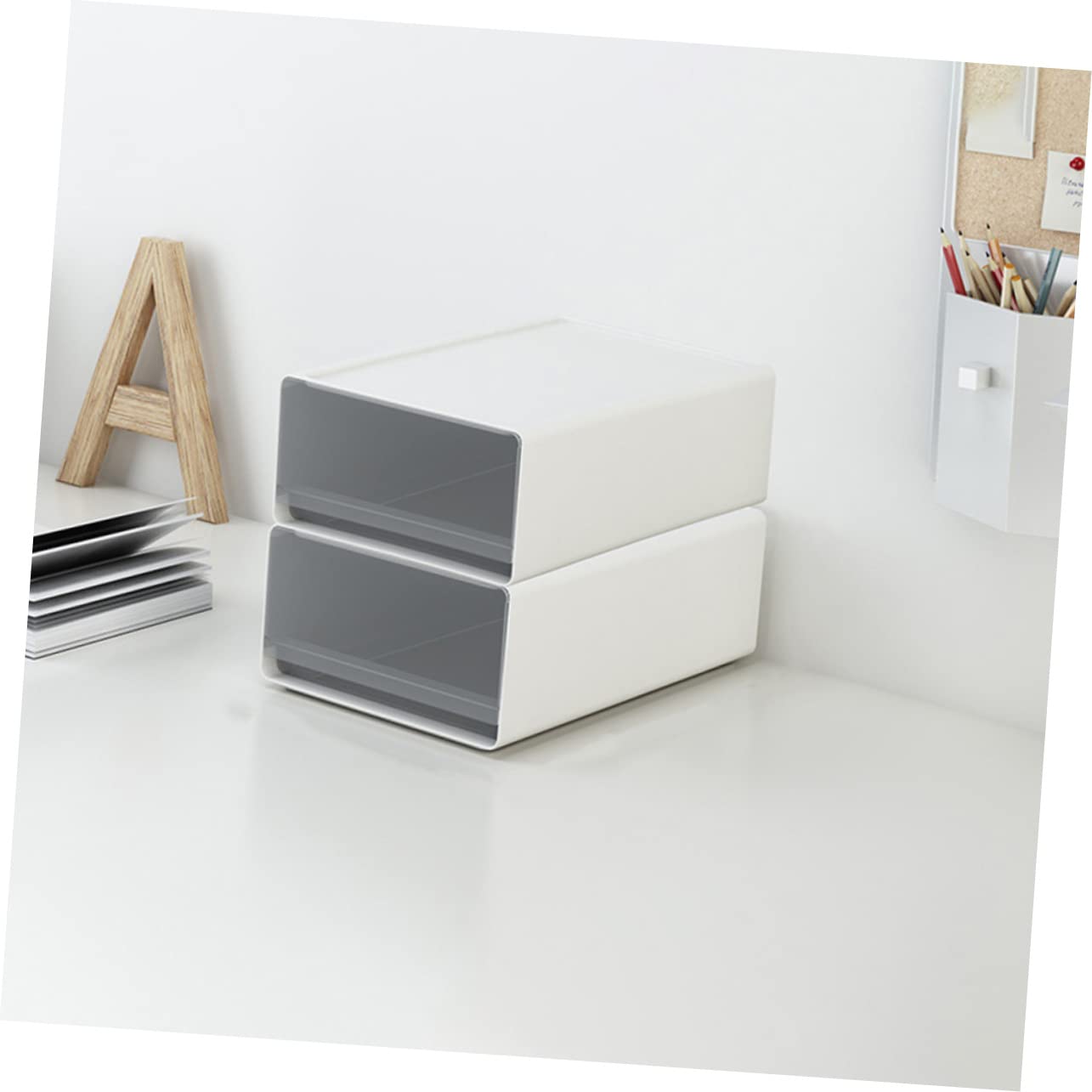 DOITOOL 2piezas Caja De Almacenamiento Organizador De Archivos Unidades Apilable Contenedor De Almacenamiento Caja De Papelería Para Organizar Escritorios y De Trabajo