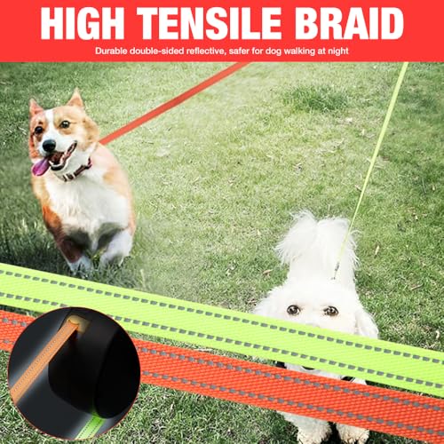CLIUNT Doppelleine für 2 Hunde, Doppelte Einziehbare Hundeleine, Doppelte Hundeleine mit LED Licht, Hundeleine 3m, Reflektierende Hundeleine für Zwei Hunde mit 360° Drehung, für kleine Hundes