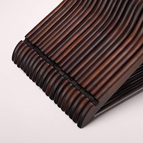 Image of Wooden Hangers for Clothes Hanging | Heavy Duty Coat Hangers with 360 Swivel Hook & Non-Slip Notches | Natural Wood Suit Hangers for Shirts, Blazer, Dresses & Saree (6, Walnut)