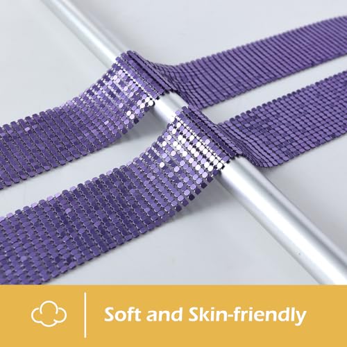 Surblue Women Sequins Neck Tie Scarf Long Thin Skinny Neckerchief Glitter Sparkle Punk Scarf Shawls for Club Party Evening4