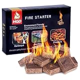 HGD Larger 32pcs Fire Starter, Natural Fire Starters for BBQ, Campfire, Fireplace, Charcoal, Wood Stove, Chimney, Fire Pit, Grill, Smoker, Indoor Outdoor Use