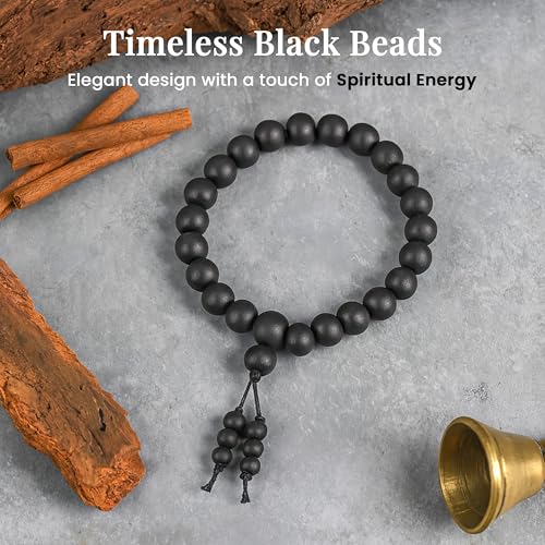 Image of Crocon Karungali Bracelet Original for Men & Women - Certified Natural Unpolished Black Ebony Wood | Karungali Kattai Bracelet | Spiritual Energy Accessory