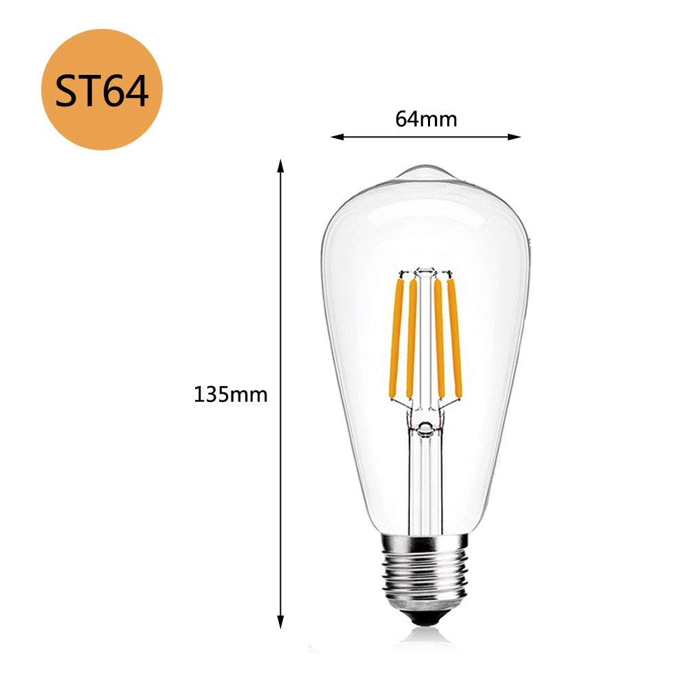LANMOU Dimmable 6W Ampoules Edison, ST64 Rétro LED Ampoule Edison Vintage Antique Lampe 4000K Blanc Neutre, 100LM, 6 Pack
