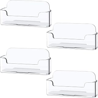 Qizpcer 4-Pack Clear Acrylic Business Card Holders - Durable Desktop Display Stands for Offices, Retail & Trade Shows